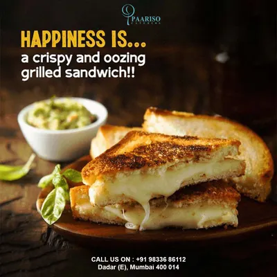 Happiness is a crispy and oozing grilled cheese sandwich. This simple image reflects our belief that great food, no matter how simple or complex, is at the heart of every great celebration.