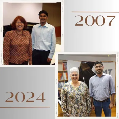 A picture from 2007 and 2024, celebrating our long-standing and valued partnership with Neecia ma'am.