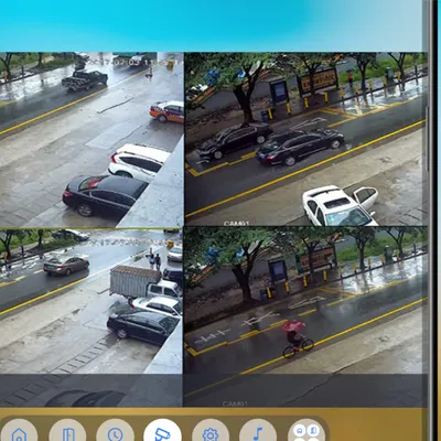 The Aura App's split-screen view allows for simultaneous monitoring of multiple CCTV camera feeds on a single tablet screen. This feature is perfect for keeping an eye on different areas of your property at the same time.