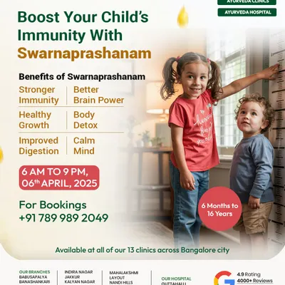Track your child's healthy development with our support. Swarnaprashanam is designed to promote healthy growth, improve digestion, and build a strong foundation for lifelong wellness.