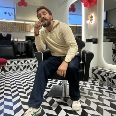 A look inside my salon. I've designed the space to be modern, clean, and comfortable, with a focus on providing a premium experience for every client who sits in my chair.