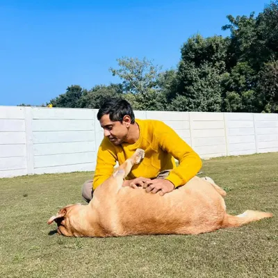 That's me, Deepak, with one of our guests. My vision has always been to provide the best care for every pet, and my dedication comes from a deep love for all animals.