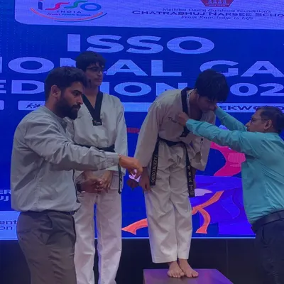 A proud moment as my student, Anagd R Jha, receives his Gold Medal at the ISSO National Games. This victory is a direct qualification for the prestigious SGFI National Games, a testament to his elite performance.