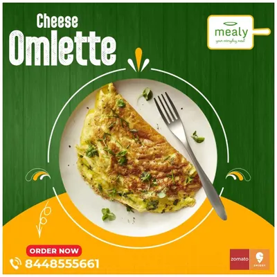 Start your day with a simple and classic Cheese Omelette from Mealy. It's a light, fluffy, and protein-rich option for a quick and delicious breakfast.
