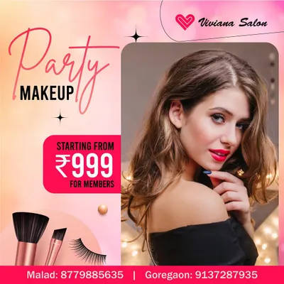 My party makeup packages are perfect for when you want to look great without any stress. This service starts at an affordable price for members.