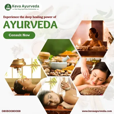 Experience the deep healing power of Ayurveda through our signature therapies. This collage showcases some of our key treatments, including relaxing massages, Shirodhara, and herbal preparations designed for holistic rejuvenation.