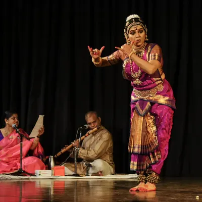 A performance is a conversation between dance and music. I almost always perform with a live Carnatic orchestra, including vocals, flute, and mridangam, whose melodies and rhythms elevate the entire recital into a complete sensory experience.