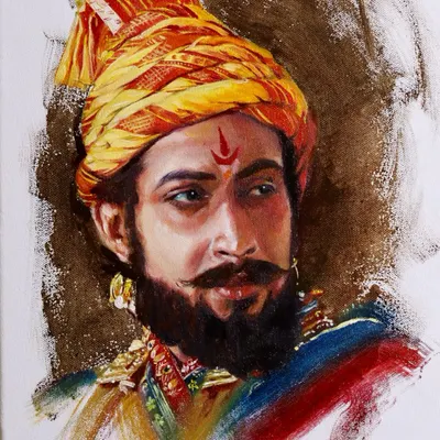 An oil portrait demonstration of Chhatrapati Sambhaji Maharaj from an online workshop. This piece captures the royal and fierce spirit of the great Maratha king.