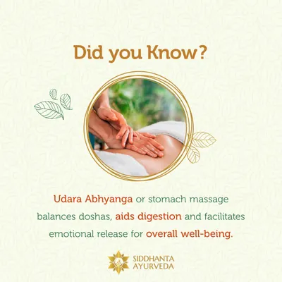 Udara Abhyanga, or Ayurvedic stomach massage, is a gentle yet powerful therapy. It helps balance the doshas in the abdominal area, aids digestion, and can even facilitate the release of stored emotional stress, contributing to overall well-being.