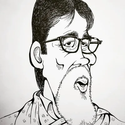 A portrait of the legendary Amitabh Bachchan. His iconic look is always a pleasure to capture on paper. This is the same artwork as ID 36.