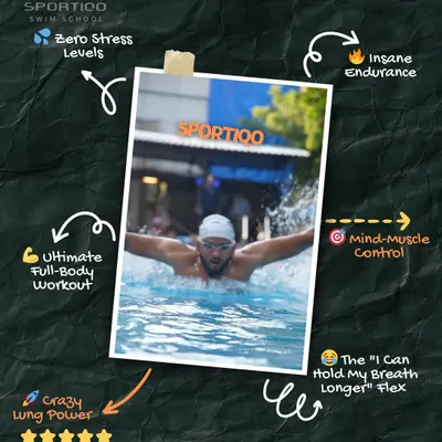 Swimming is the ultimate full-body workout. It builds insane endurance, develops mind-muscle control, increases lung power, and reduces stress to zero, all without the high impact of other forms of exercise.
