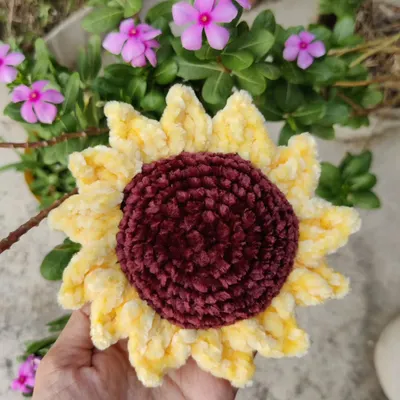 A plush, velvety sunflower to brighten up your day.