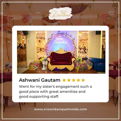 This 5-star review from Ashwani Gautam for his sister's engagement highlights our great amenities and supportive staff. We strive to make every family event a seamless and happy one.