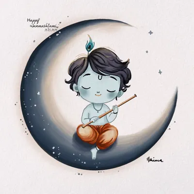 A sweet illustration of little Krishna for Janmashtami. I love creating art for festivals, using my soft and gentle style to capture the divine and joyful spirit of the occasion.