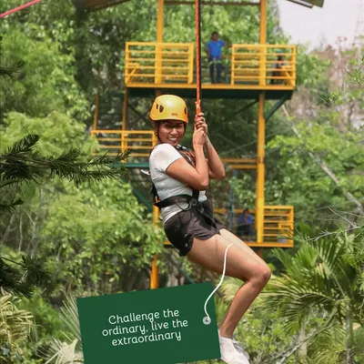 Feel the exhilarating rush as you zip through the lush green canopy. Our zipline offers a bird's eye view of the resort and a heart-pounding ride from one tower to the next.
