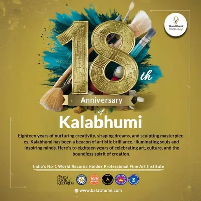 Celebrating 18 years of Kalabhumi. This incredible journey of nurturing creativity and shaping dreams has been possible thanks to our dedicated team, mentors, and wonderful students.
