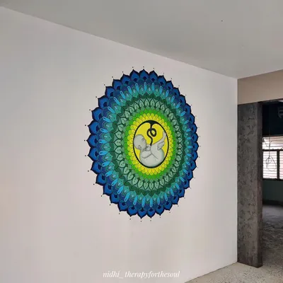 The finished fetus mandala seen in its final location at a fertility hospital. The artwork serves as a powerful symbol of hope and life in the space.