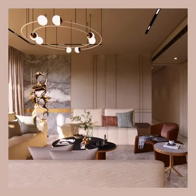 We love crafting walls that tell a story. In this living room, we created a rhythmic pattern of fluted marble and veneer panels, tied together with clean linear grooves for a look that is modern, contemporary, and a little extra.