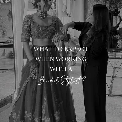 What to expect when working with a bridal stylist? This image captures a moment of collaboration and trust, as we work closely with the bride to perfect her look, ensuring every detail aligns with her vision.