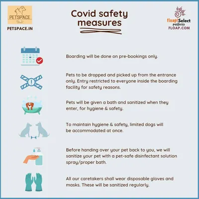 Your dog's safety is paramount. This graphic details our strict hygiene and safety measures, including pre-bookings, sanitized baths, and limited numbers to ensure a clean and secure environment for everyone.