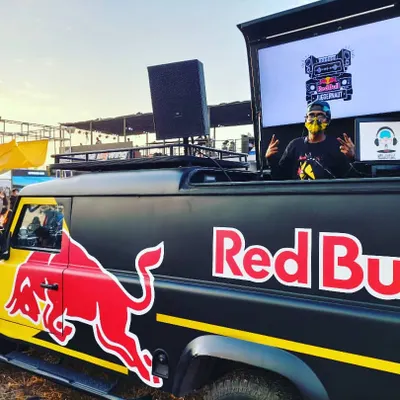 Set up on the Red Bull truck at India Bike Week. Bringing the hip-hop and rap beats to a festival of superbikes and supercars was a crazy experience.