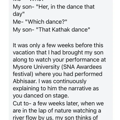 Reading this heartwarming message from a fellow dancer was a beautiful reminder of why we create art. To know that our performance could inspire a young child to connect art with nature is the most precious gift.