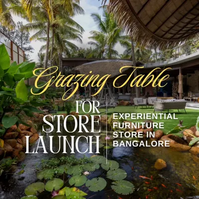 The grand launch of an experiential furniture store called for a grazing table that blended with the natural, lush surroundings. This image captures the essence of our bespoke event styling.