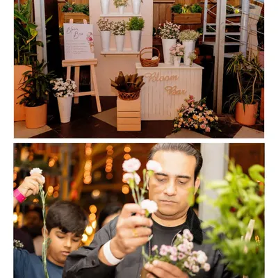 Our Bloom Bar in action. Guests love being able to select their own fresh flowers and create a personal bouquet to take home as a beautiful and memorable party favor.