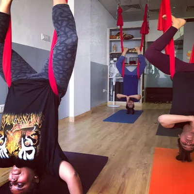 What a riot. This was a private aerial yoga session for a group of friends celebrating a sleepover. Hanging upside down together is a sure way to create lasting memories.