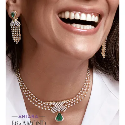 Her loudest victory was the day she said, ‘I’m proud of me.’ This close-up shows our layered diamond and pearl necklace with a striking emerald pendant, a perfect gift to self.