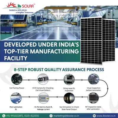 Our 8-step robust quality assurance process ensures every panel meets the highest standards. From cell testing and visual inspections to sun simulation and post-lamination checks, we guarantee top-tier quality developed in our Indian manufacturing facility.