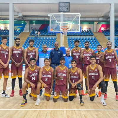 Representing my state with the Karnataka senior men's team at the 36th National Games in 2022. Competing at this level provides invaluable experience that I pass on to my students.