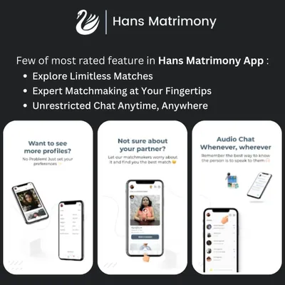 Our Hans Matrimony app is designed to make your search easier. You can explore limitless matches, get expert matchmaking advice, and chat with potential connections anytime, anywhere.