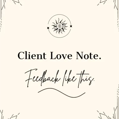 Feedback like this is a beautiful reminder of the healing power of tarot. These are the love notes from clients that touch my heart and affirm my purpose.
