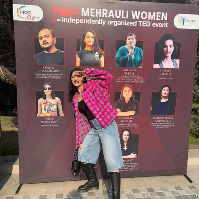 Posing next to the speaker lineup for my TEDx Mehrauli Women talk. It was an honor to be included with such an inspiring group of people and to share my perspective on the creative industry.