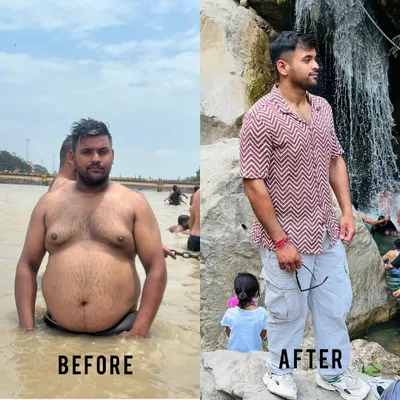 A complete lifestyle overhaul. This client's fat-to-fit journey shows a dramatic change in body composition, achieved through a balanced diet and consistent workouts, not fad diets.