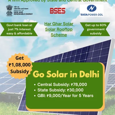 This is the complete breakdown of why you should go solar in Delhi right now. As a government-approved firm, I ensure you get the full ₹1,08,000 subsidy, combining both Central and State benefits, plus the GBI.