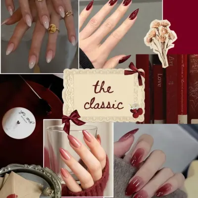 The classics, but with a romantic twist. This moodboard showcases timeless looks for Valentine's, including a soft white-to-pink ombre and a bold, deep red that never goes out of style.