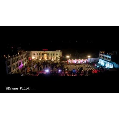 Capturing the entire layout of a wedding venue, Milan Palace in Mirzapur. An aerial shot like this is perfect for showing the scale and beauty of a location for any event.