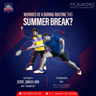 Don't let your summer break be boring. In collaboration with Padukone Sports Management, we offer an exciting badminton program where you can serve, smash, and win. It's the perfect way to stay active and have fun.
