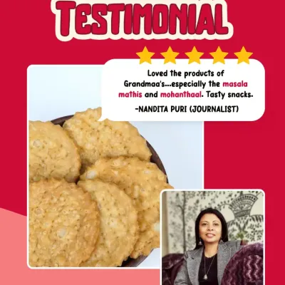 It means the world to us when our food becomes a part of your home. We were so happy to receive this wonderful feedback from journalist Nandita Puri, who loved our Masala Mathis and Mohanthaal.