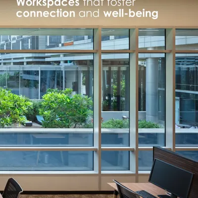 We design workspaces that foster well-being by connecting employees to nature. This workstation is positioned to offer an expansive view of the green central courtyard, providing a calming and refreshing backdrop that enhances focus and reduces stress throughout the workday.