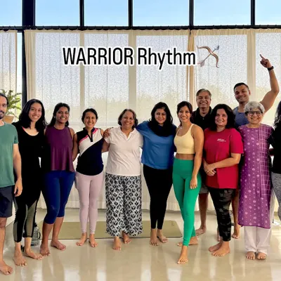 The Stanford alumni group after our Warrior Rhythm session. It was a joy to see such diverse age groups and fitness levels moving together.