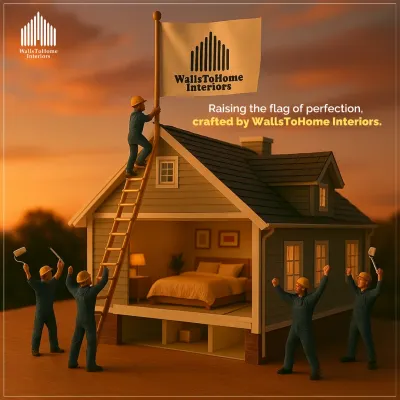 This conceptual image of our team raising a flag on a house symbolizes our commitment to perfection and bringing your dream home to life.