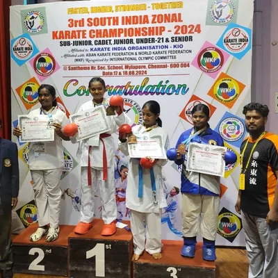 A golden victory for Shikha at the South India Zonal Karate Championship in Chennai. Her hard work representing Karnataka State has made our academy incredibly proud.