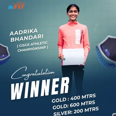 An incredible performance by Aadrika Bhandari at the CISCE Athletic Competition. Taking home Gold in the 400m and 600m, and Silver in the 200m. Her endurance and speed are unstoppable.