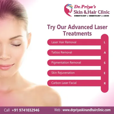 My clinic offers a comprehensive suite of advanced laser treatments to address various skin concerns. This list includes solutions for hair removal, tattoo and pigmentation removal, skin rejuvenation, and carbon laser facials.