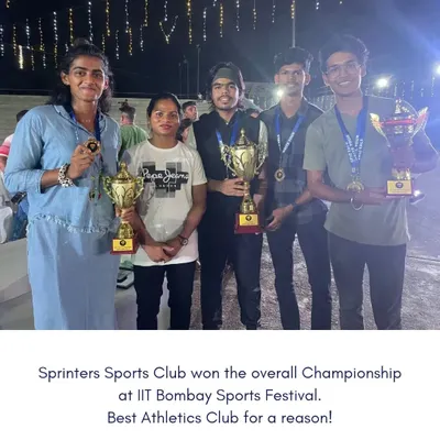 A proud moment for the club as we lift the Overall Championship trophy at the IIT Bombay Sports Festival. This win reflects the strength and spirit of our entire team.