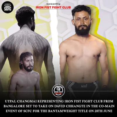 This is our fighter, Utpal Changmai, ready for his bantamweight title shot at the Shillong Cage Fighting Championship. We prepare our athletes for the biggest moments of their careers.