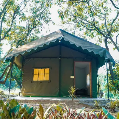 Our Swiss cottage tents offer a unique glamping experience, nestled in nature. They are perfect for couples or small families looking for a cozy and memorable stay.